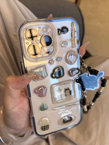 DIY Cute Funny Illustration Sticker Transparent Phone Case