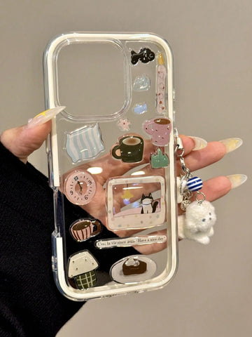 DIY Cute Funny Illustration Sticker Transparent Phone Case