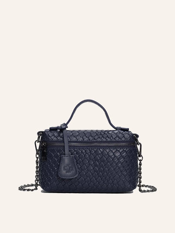 1pc PU Faux Woven Handbag