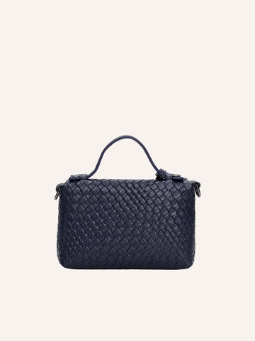 1pc PU Faux Woven Handbag