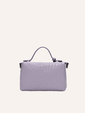 1pc PU Faux Woven Handbag