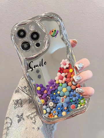 Daisy Mirror 1pc Fashionable Plating Printed Smiling Face Thick Anti-Shock Phone Case