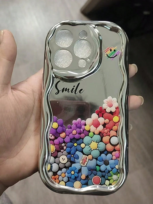 Daisy Mirror 1pc Fashionable Plating Printed Smiling Face Thick Anti-Shock Phone Case