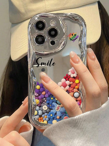 Daisy Mirror 1pc Fashionable Plating Printed Smiling Face Thick Anti-Shock Phone Case