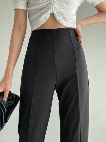 Dazy-Less Kpop Slit Hem High Waist Pants