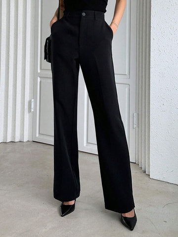 Dazy Designer Solid Slant Pocket Flare Leg Pants