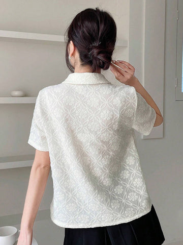 Dazy Designer Solid Color Textured Polo Collar T-Shirt