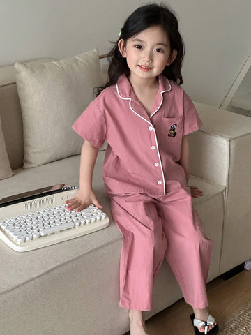 Dazy Kids Young Girl Plaid Short Sleeve Pants Home Wear Set