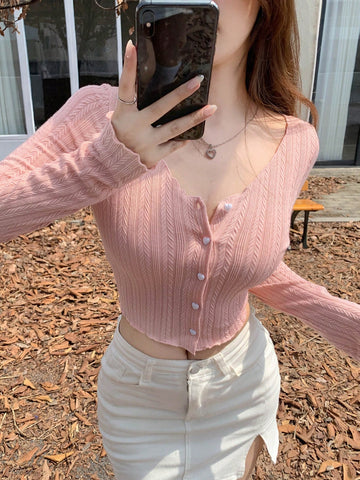 Textured Striped Heart Design Women's T-Shirt