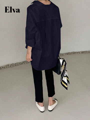 ELVA Long Sleeve Baggy Office For Women Work Tops