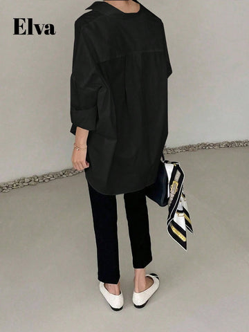 ELVA Long Sleeve Baggy Office For Women Work Tops