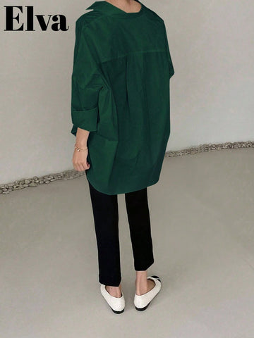 ELVA Long Sleeve Baggy Office For Women Work Tops