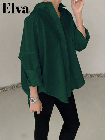 ELVA Long Sleeve Baggy Office For Women Work Tops