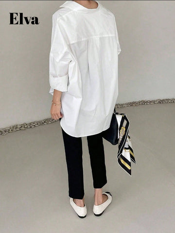 ELVA Long Sleeve Baggy Office For Women Work Tops