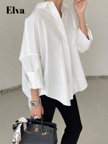 ELVA Long Sleeve Baggy Office For Women Work Tops