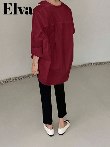 ELVA Long Sleeve Baggy Office For Women Work Tops