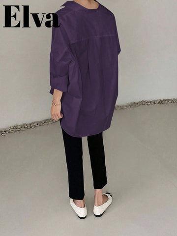 ELVA Long Sleeve Baggy Office For Women Work Tops