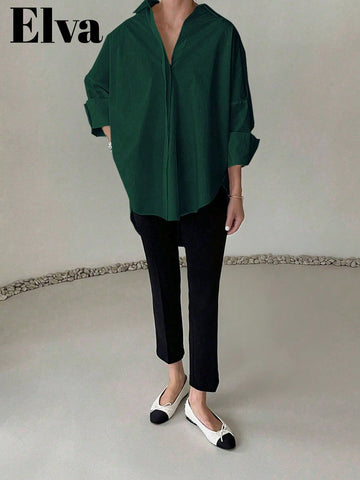 ELVA Long Sleeve Baggy Office For Women Work Tops