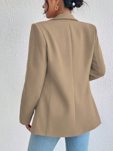 Women's Solid Color Shawl Collar Long Sleeve Casual Blazer Jacket