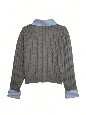 Fashionable Blogger-Inspired 2 In 1 Patchwork Knit Cropped Cardigan