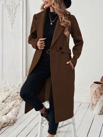 Women's Elegant Stand Collar Belted Jacket
