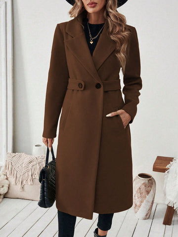Women's Elegant Stand Collar Belted Jacket