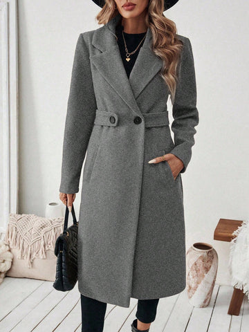 Women's Elegant Stand Collar Belted Jacket