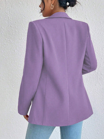 Women's Solid Color Shawl Collar Long Sleeve Casual Blazer Jacket