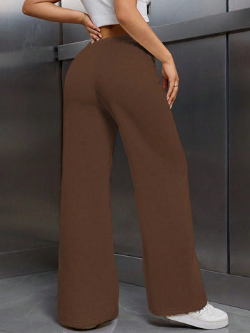 Women's Beige Thermal Lined Elastic Waist Drawstring Loose Pants