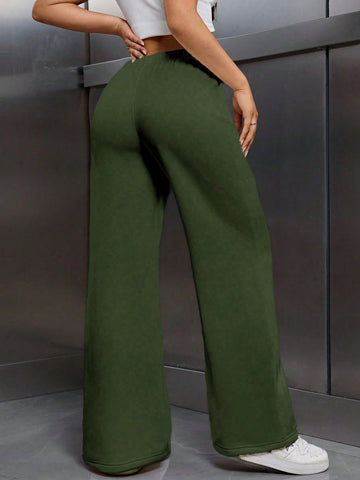 Thermal Lined Elastic Waist Drawstring Loose Pants