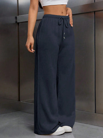 Thermal Lined Elastic Waist Drawstring Loose Pants