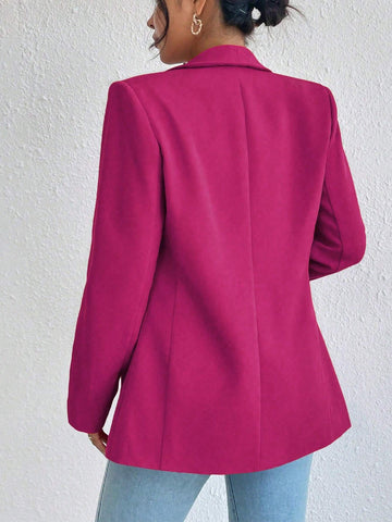 Women's Solid Color Shawl Collar Long Sleeve Casual Blazer Jacket