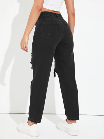 EZwear Ripped Mom Fit Jeans