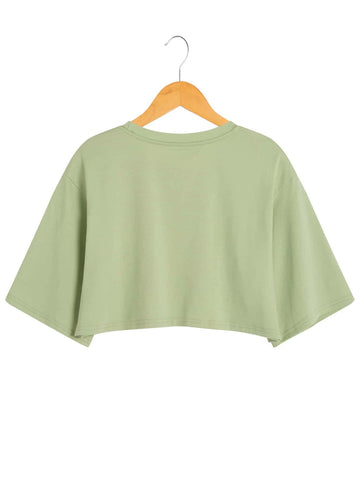 EZwear Solid Drop Shoulder Crop Tee