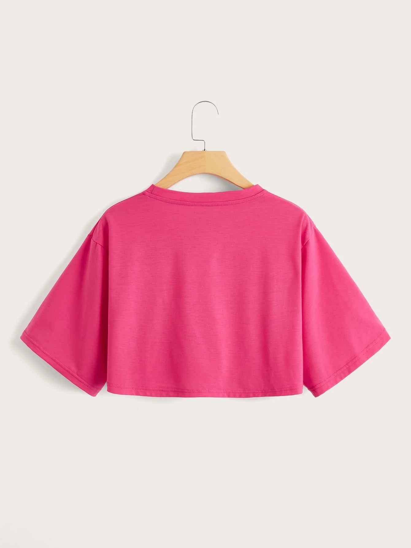 EZwear Solid Drop Shoulder Crop Tee