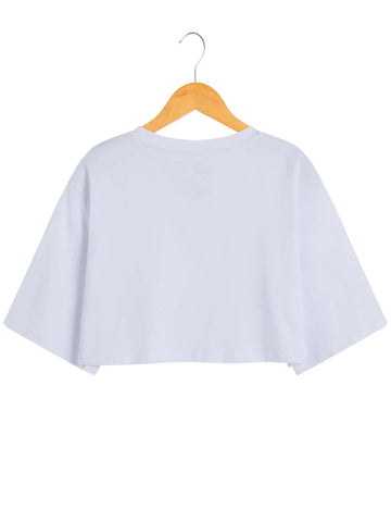 EZwear Solid Drop Shoulder Crop Tee