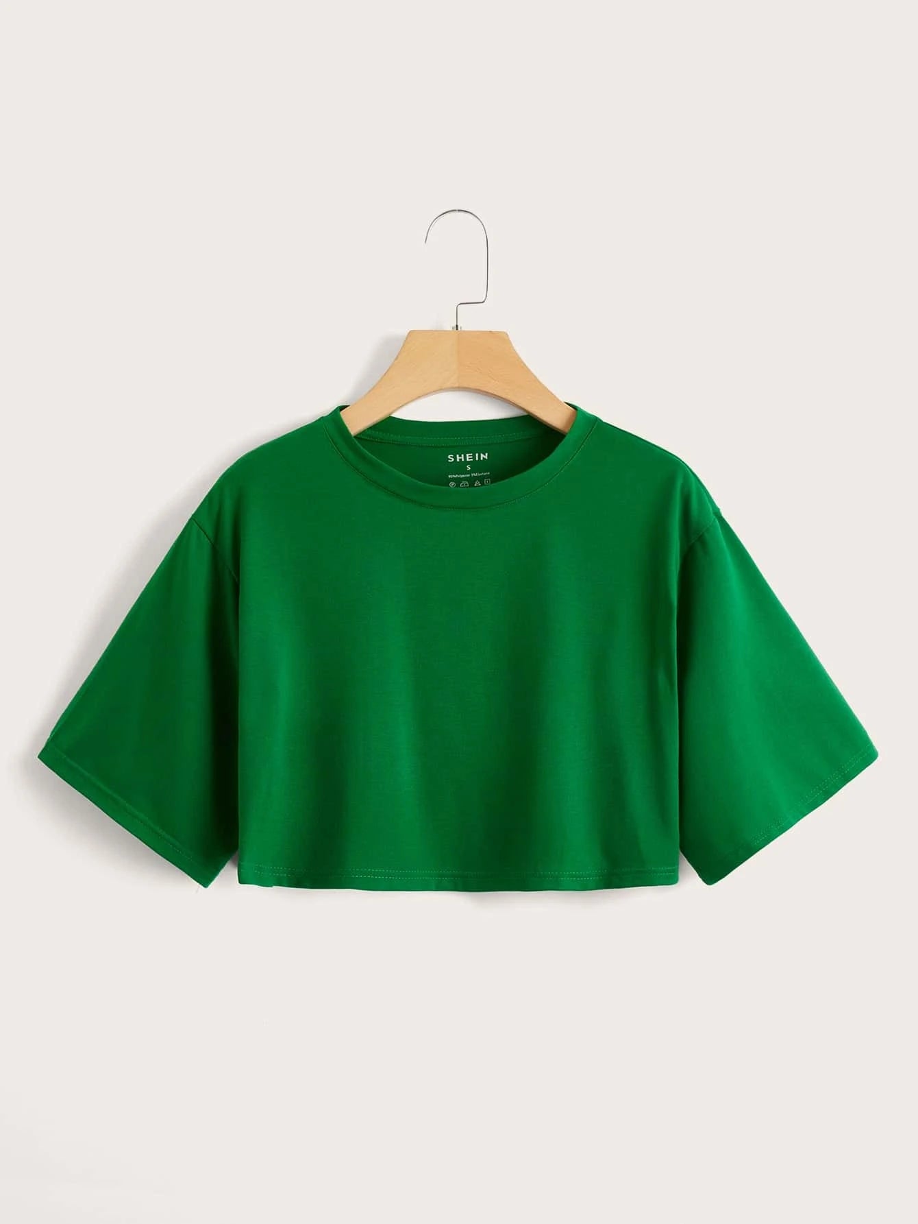 EZwear Solid Drop Shoulder Crop Tee