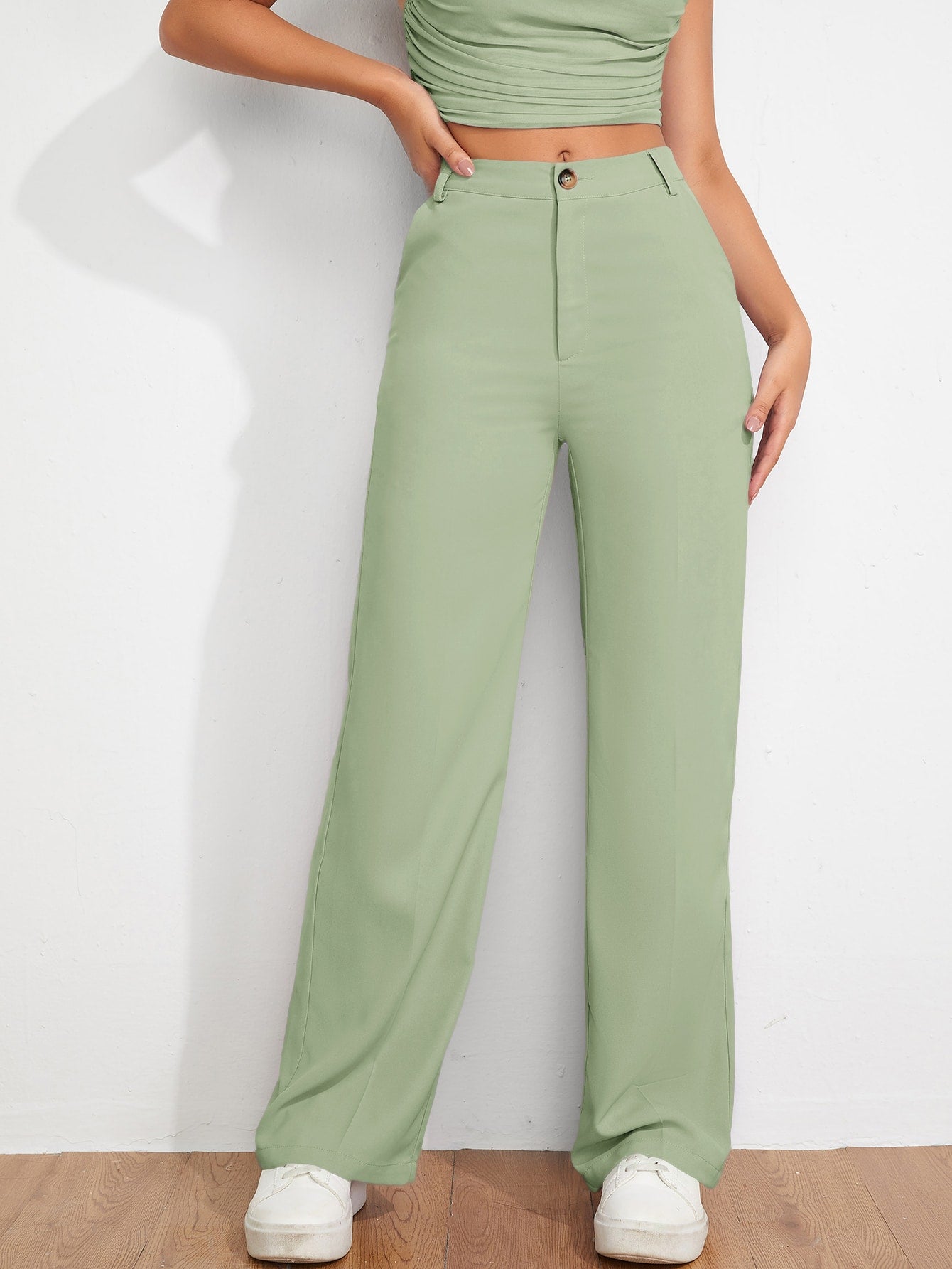 SHEIN Frenchy Solid High Waist Pants