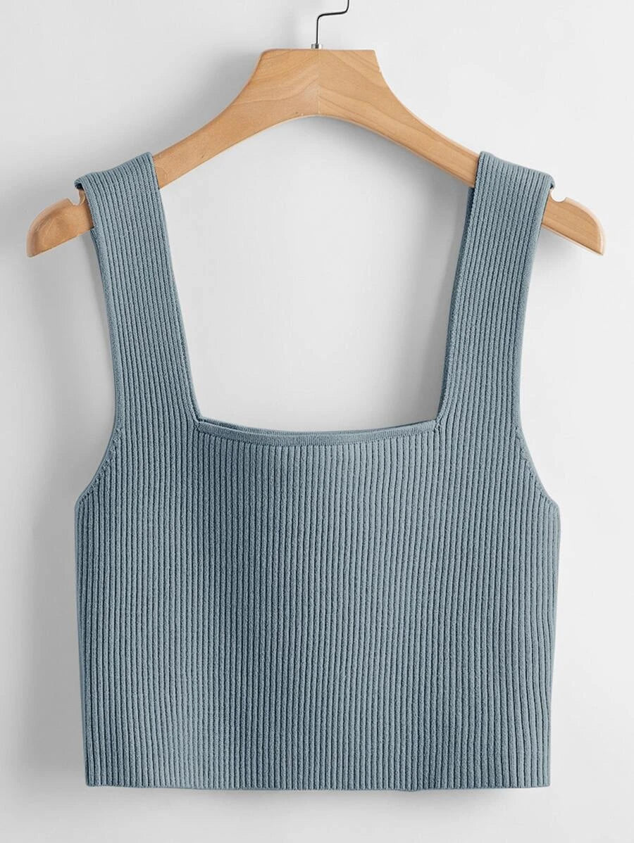 EZwear Solid Ribbed Knit Top