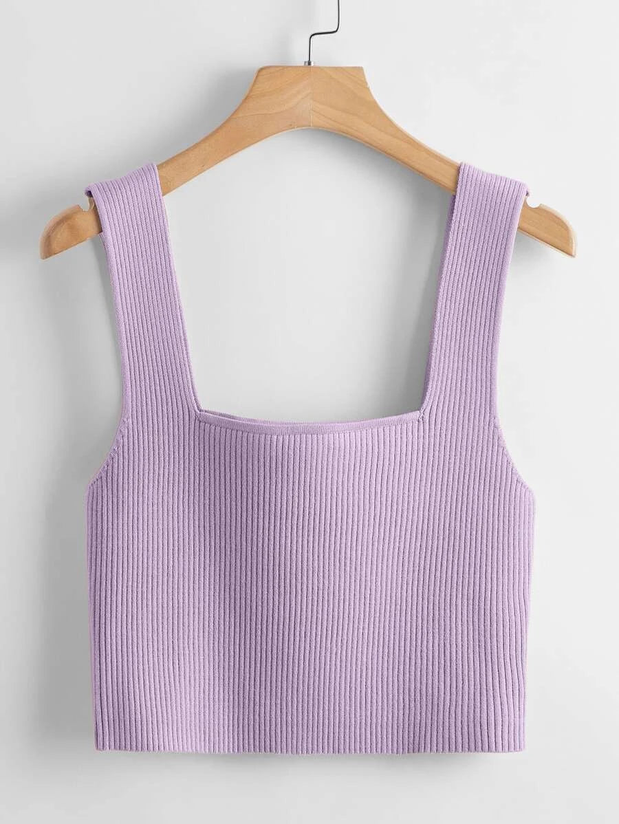 EZwear Solid Ribbed Knit Top