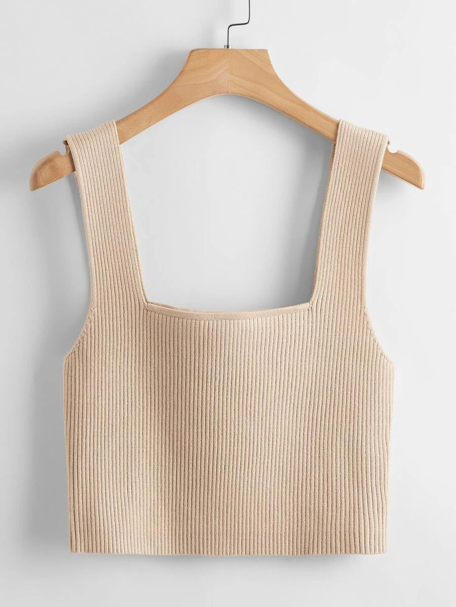 EZwear Solid Ribbed Knit Top