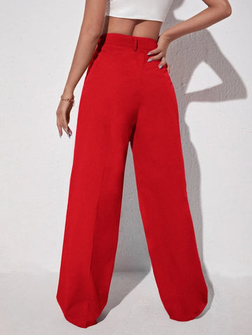 EZwear Solid Wide Leg Pants