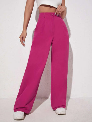 EZwear Solid Wide Leg Pants