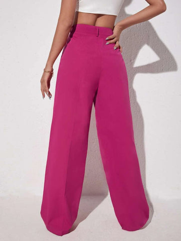 EZwear Solid Wide Leg Pants