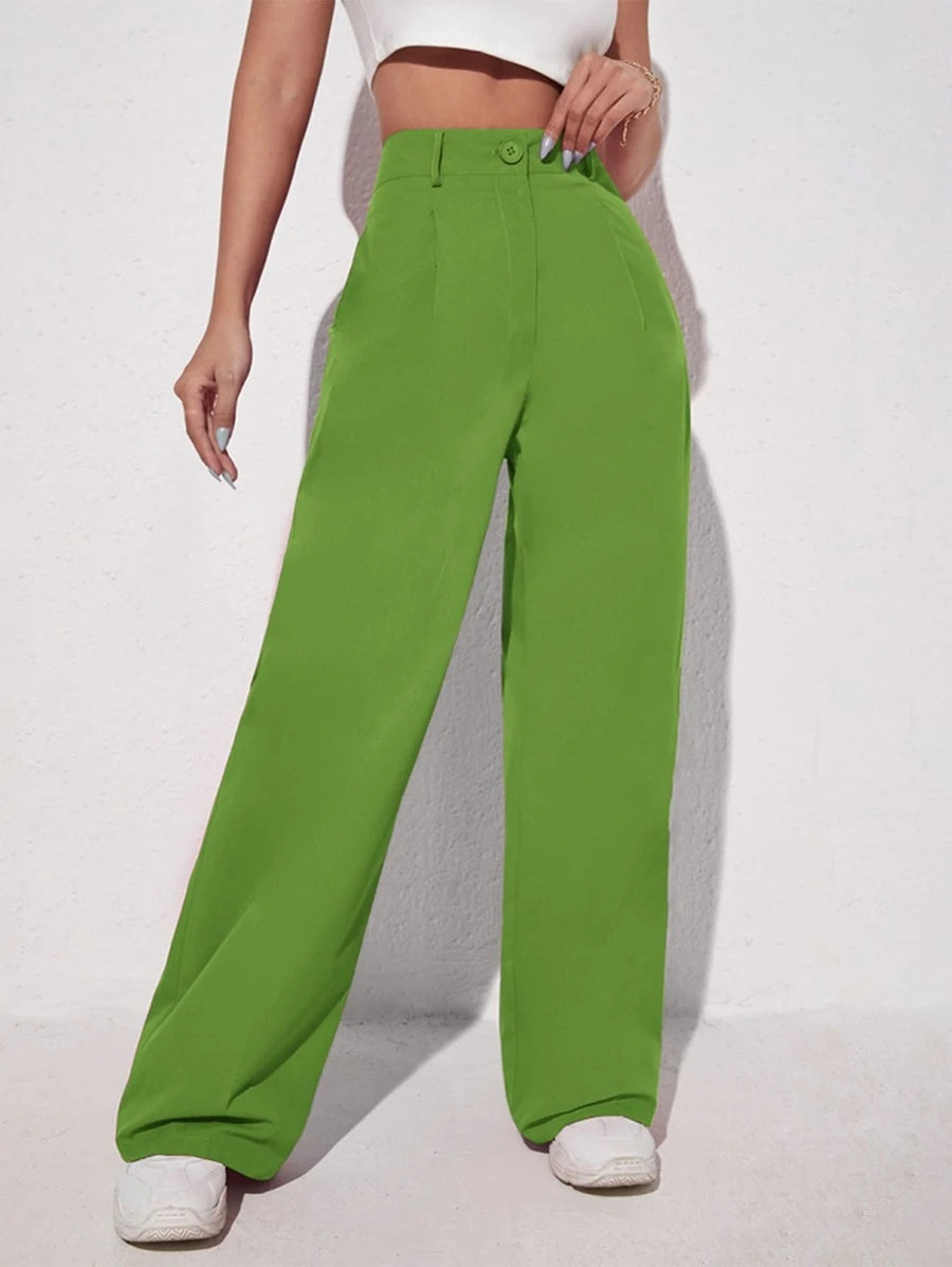 EZwear Solid Wide Leg Pants