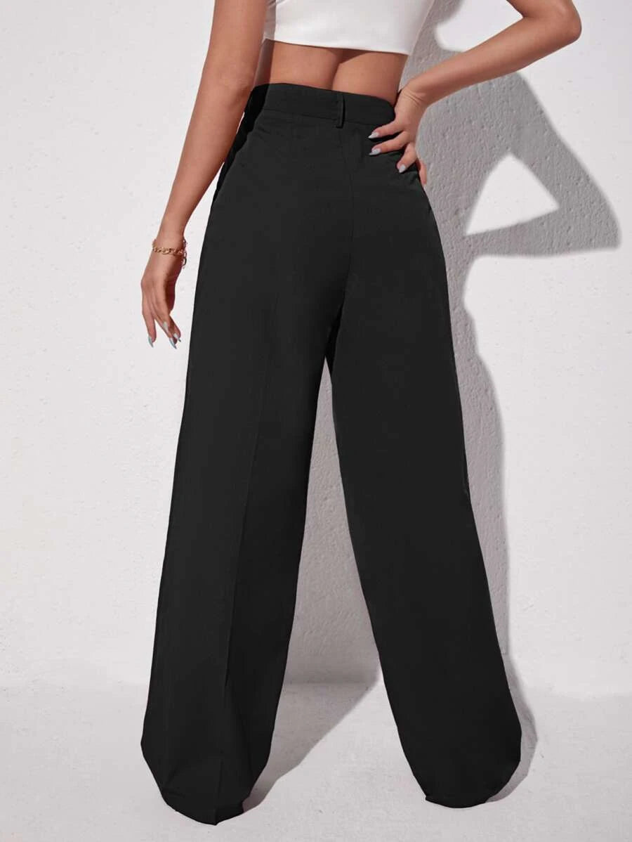 EZwear Solid Wide Leg Pants