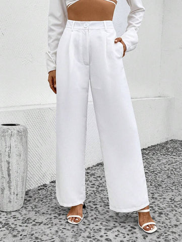 EZwear Solid Wide Leg Pants