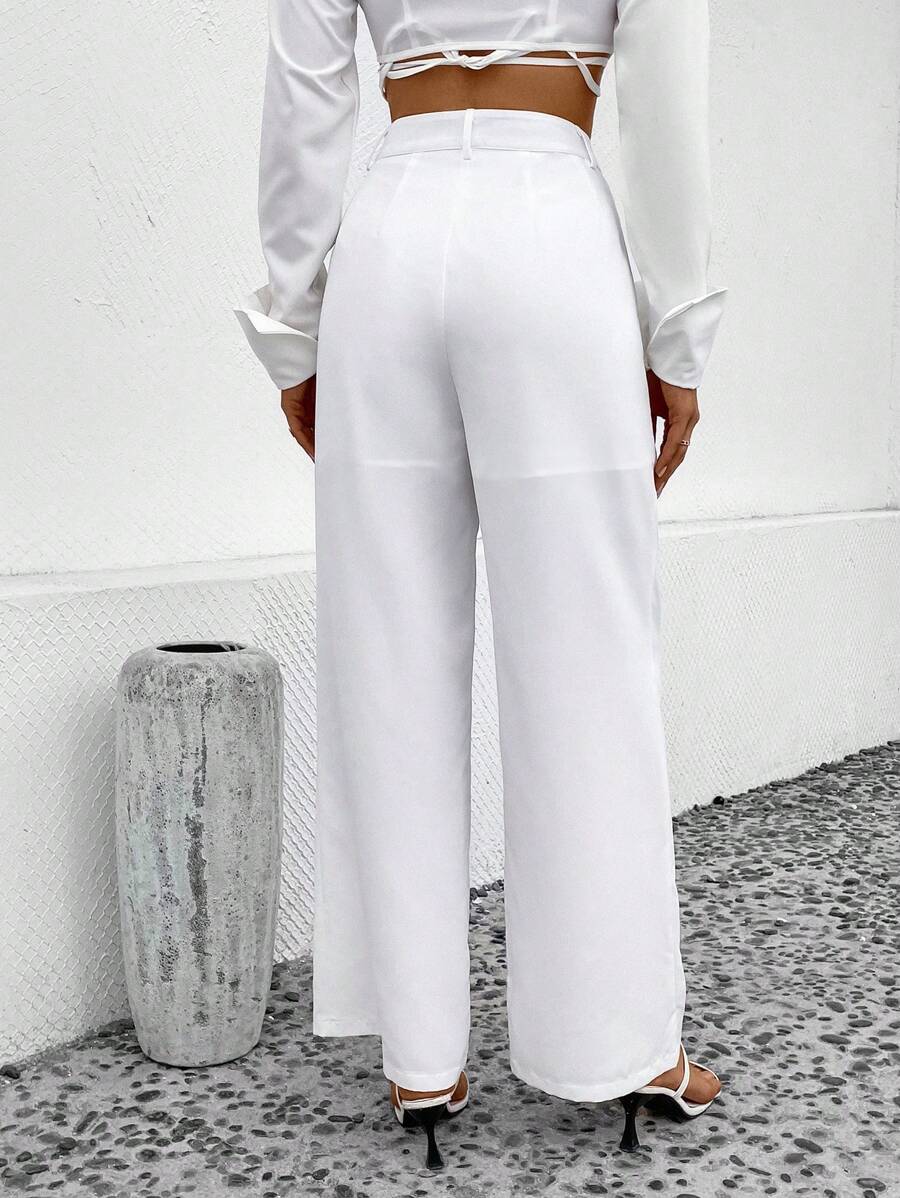 EZwear Solid Wide Leg Pants