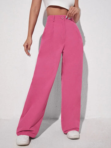 EZwear Solid Wide Leg Pants