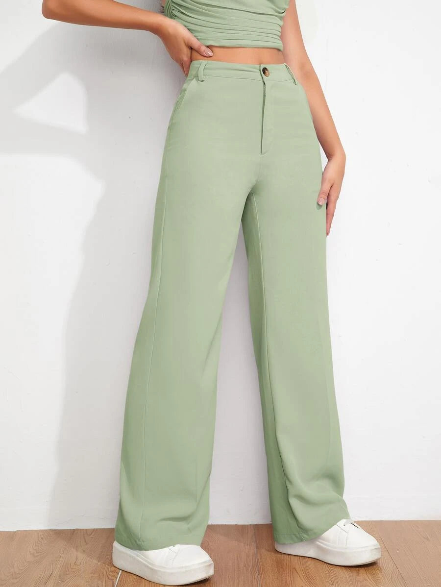 EZwear Solid Zipper Fly Pants